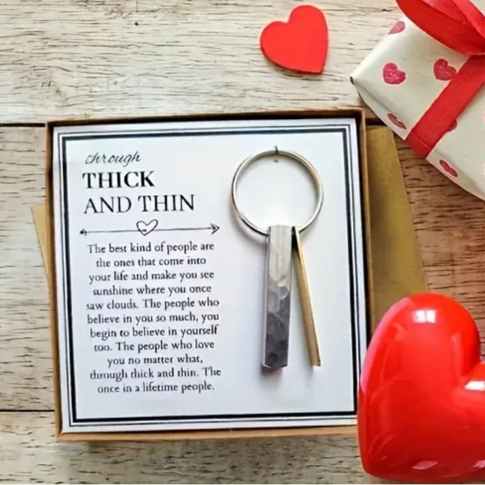 Thick & Thin Keychain with gift box and card New